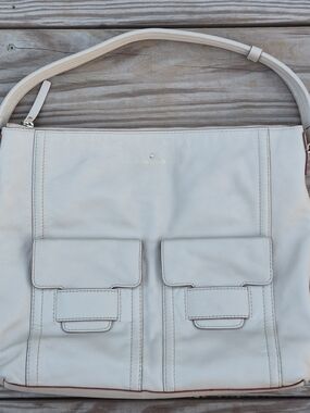 Kate Spade New York Light Tan Leather Purse Hobo Shoulder Bag Bone